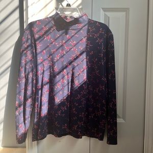 Croft and Barrow blue and pink floral long sleeve turtleneck. Size large.
